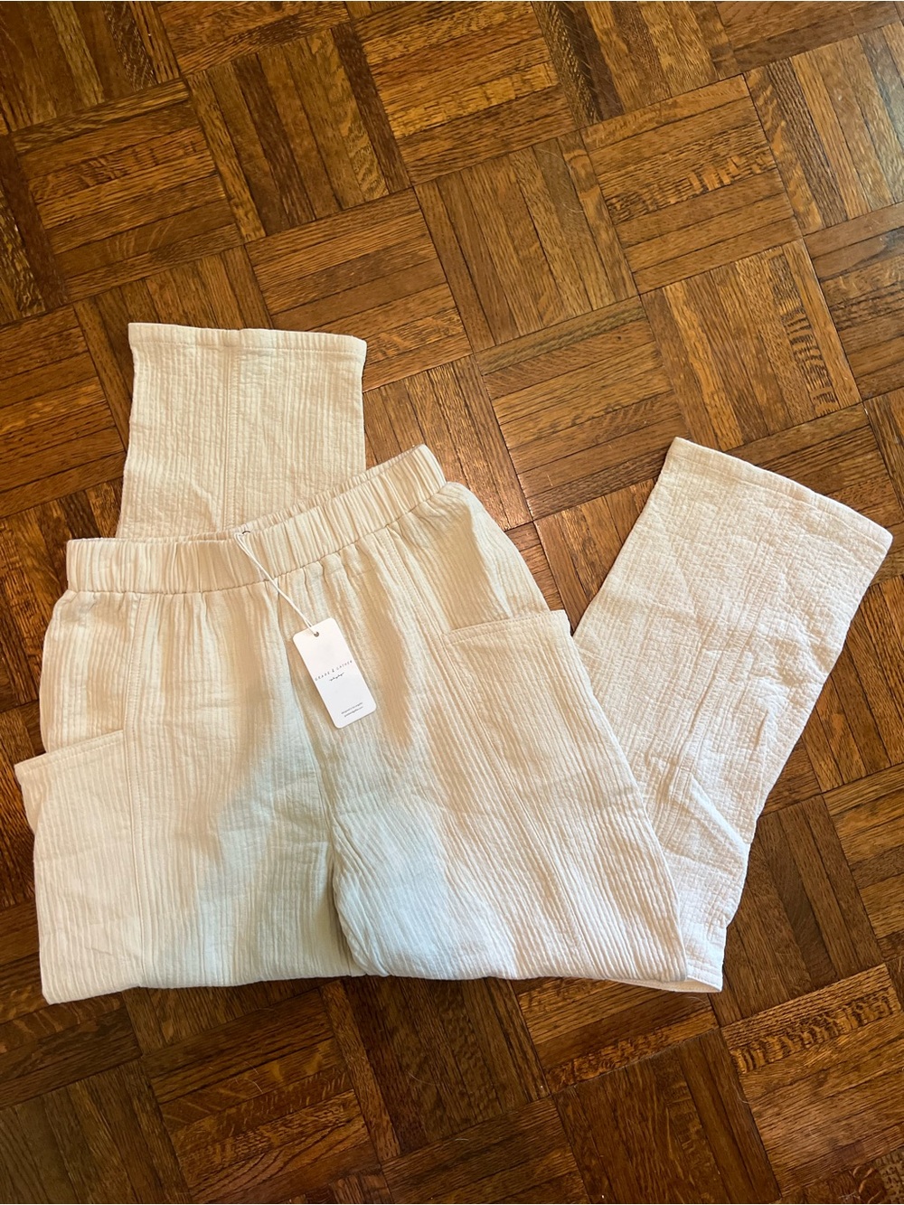 Cream Quilted Pants